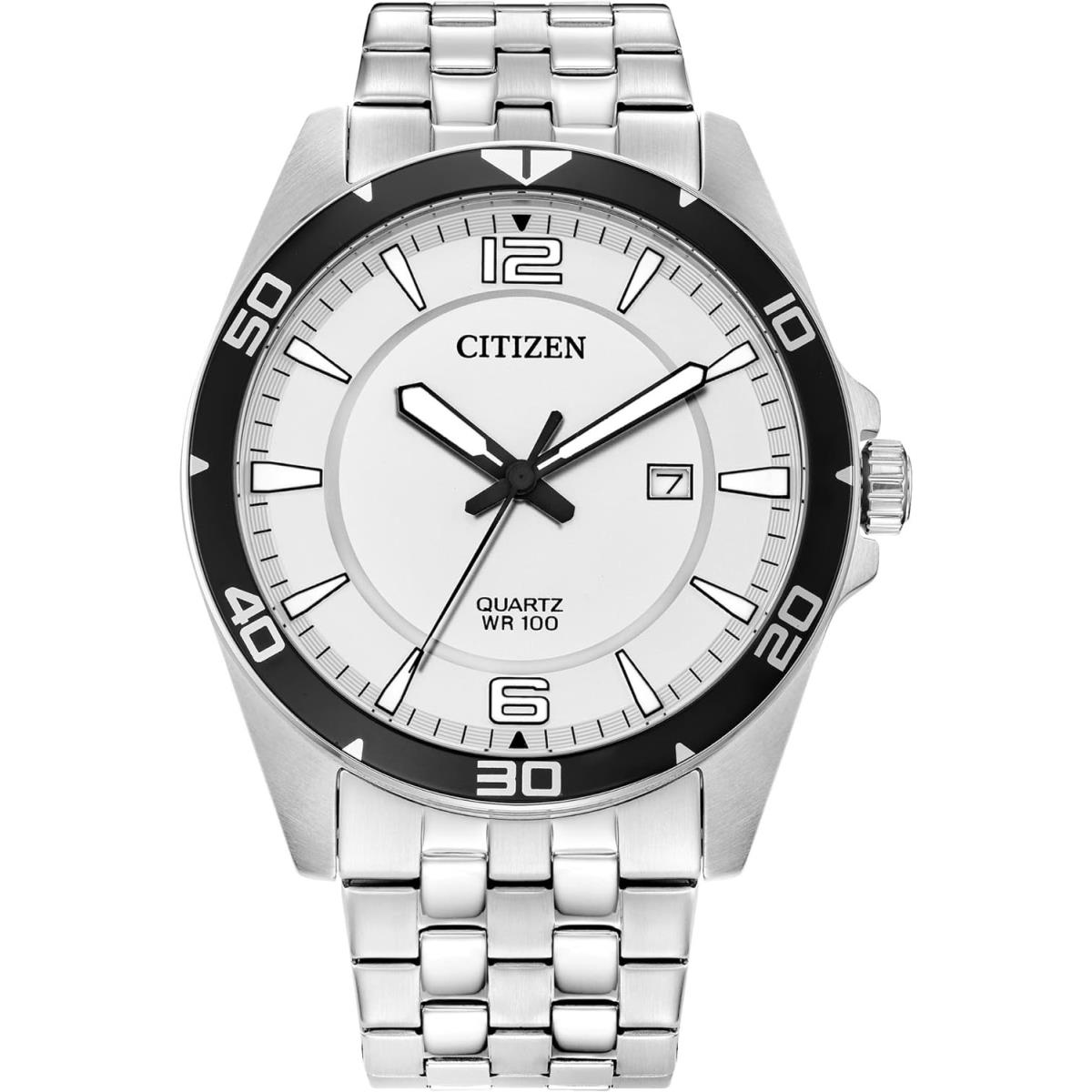 Citizen Men`s Quartz Watch Stainless Steel Silver-Tone Bracelet, White Dial