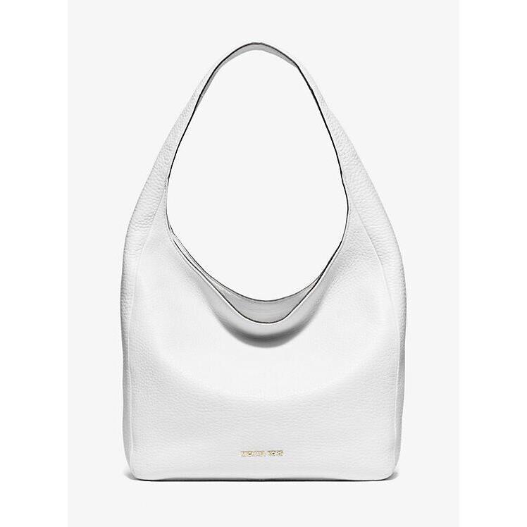 Michaek Kors Lena Large Leather Shoulder Bag Optic White