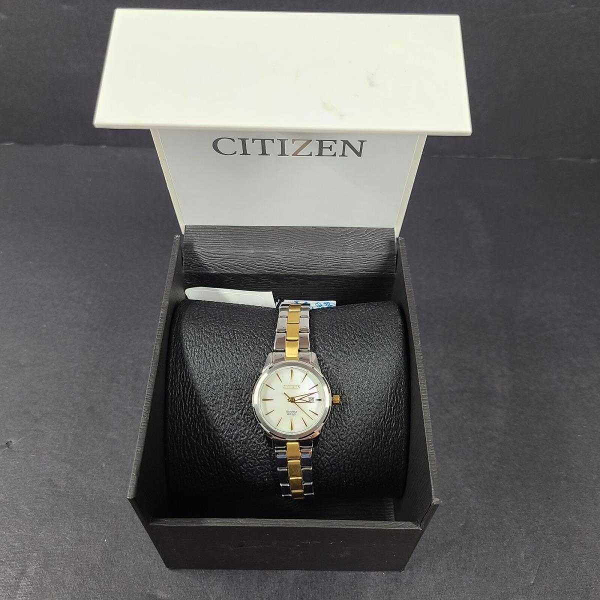 Citizen Women`s Elegance Quartz Watch Mother of Pearl Silver Gold EU6074-51D