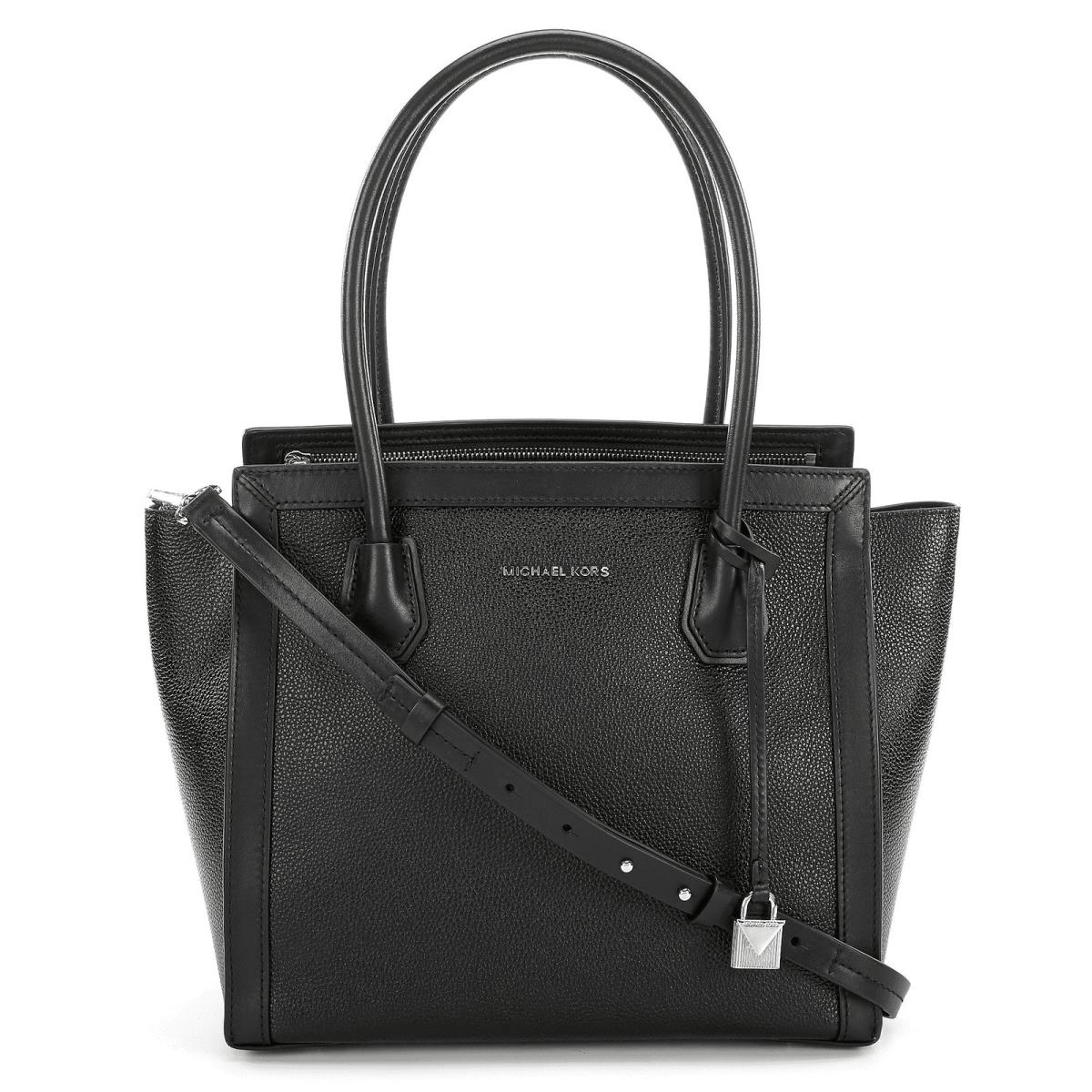 Kors Women`s Mercer Studio Large East West Tote Black - Exterior: Black, Lining: Black, Hardware: Black, Silver Hardware