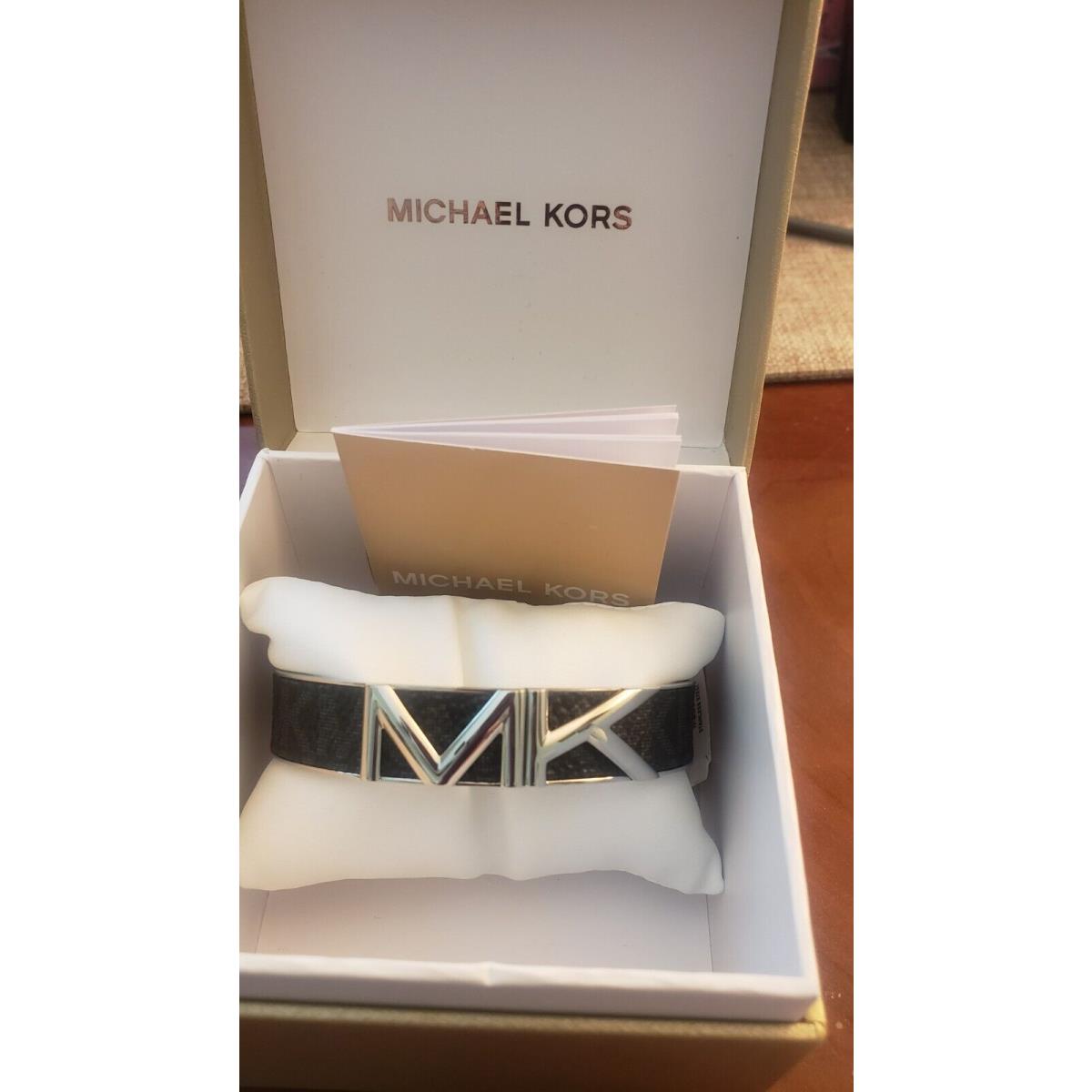 Michael Kors Bracelet Black Signature MK and Silver