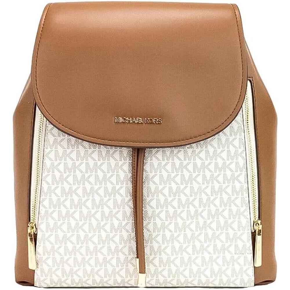 Michael Kors Phoebe Medium Zip Pocket Backpack Vanilla MK Signature