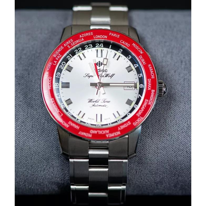 Zodiac Super Sea Wolf Automatic World Time Gmt Dial Men`s Watch ZO9410