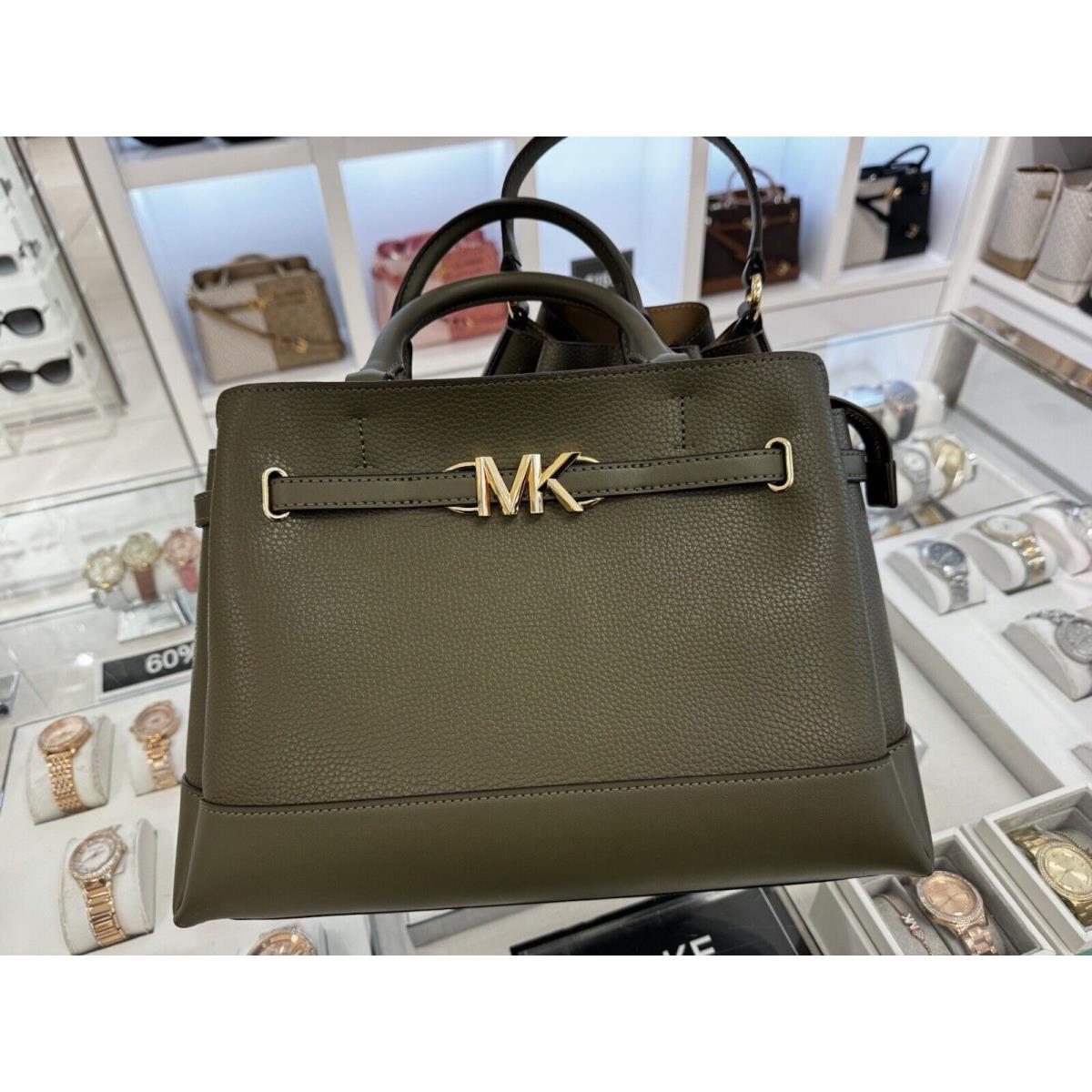 Michael Kors Reed Large Leather Satchel Shoulder Handbag Olive