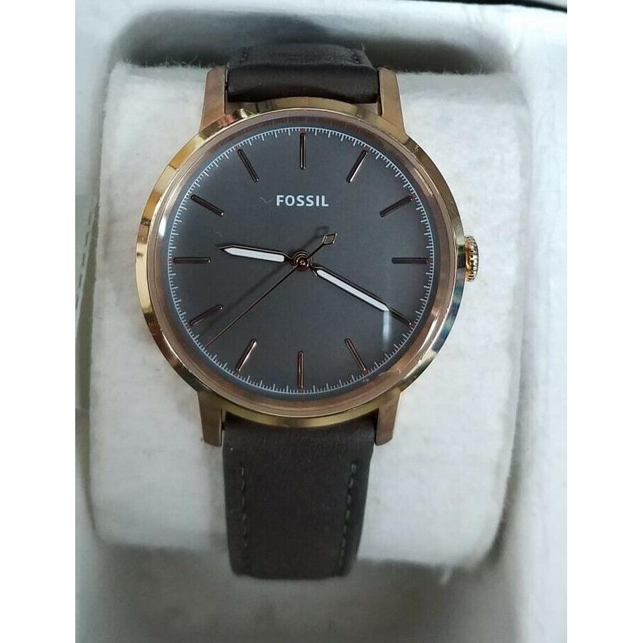 Fossil ES4339 Neely Grey Dial Black Leather Strap Women`s Watch