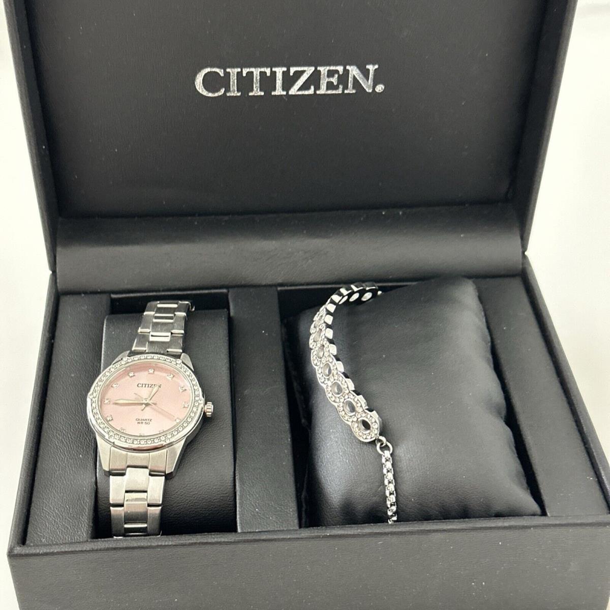 Citizen Womens Crystal Accent Silver Tone Stainless Steel Er0220-60x Set