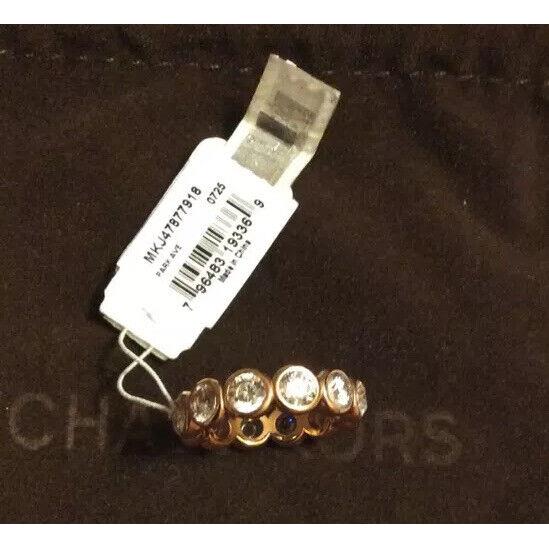 Michael Kors Park Avenue Glam Crystal Band Rose Gold Ring Size 8 C14