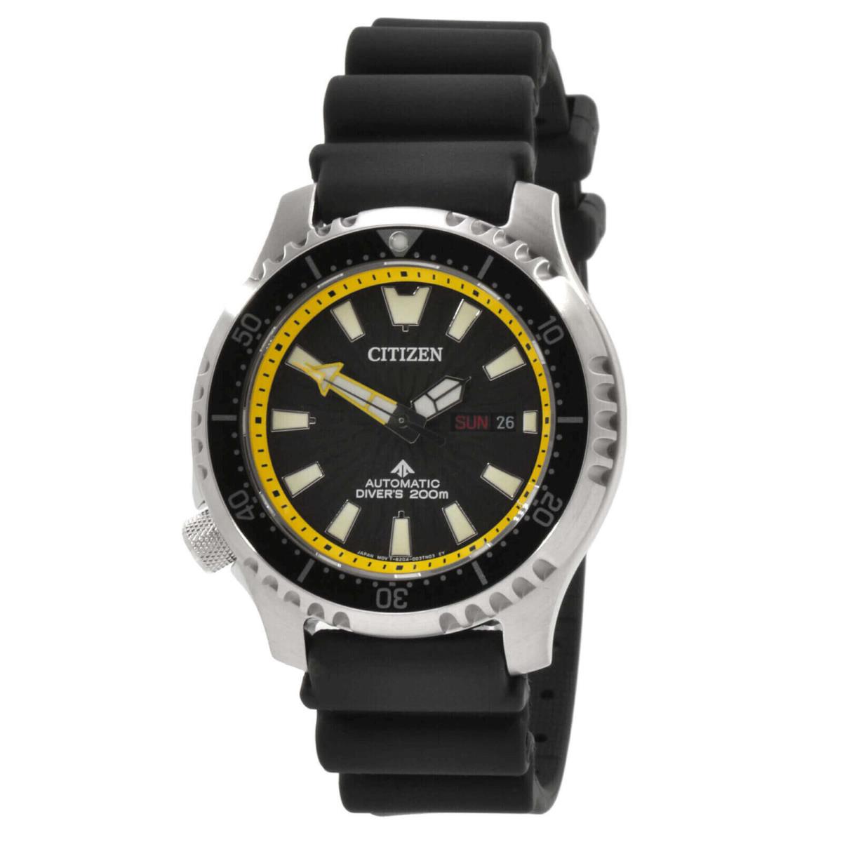 Citizen Men`s Watch Promaster Automatic Black and Yellow Dial Strap NY0130-08E