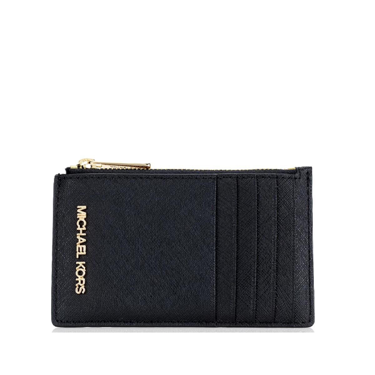 Michael Kors Jet Set Travel Medium Top Zip Card Case Black