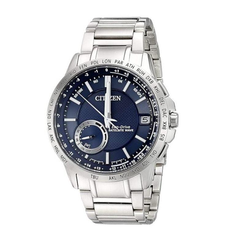 Citizen Eco-drive Satellite Wave Watch Silver Stainless Steel Blue Dial