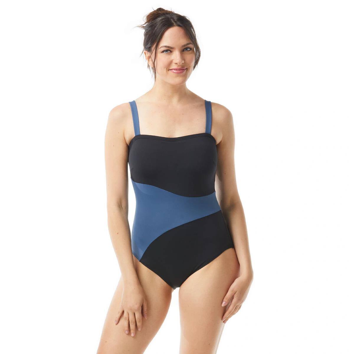 Coco Reef L70203 Black/blue Colorblock Effect One-piece Swimsuit Size 14/38D