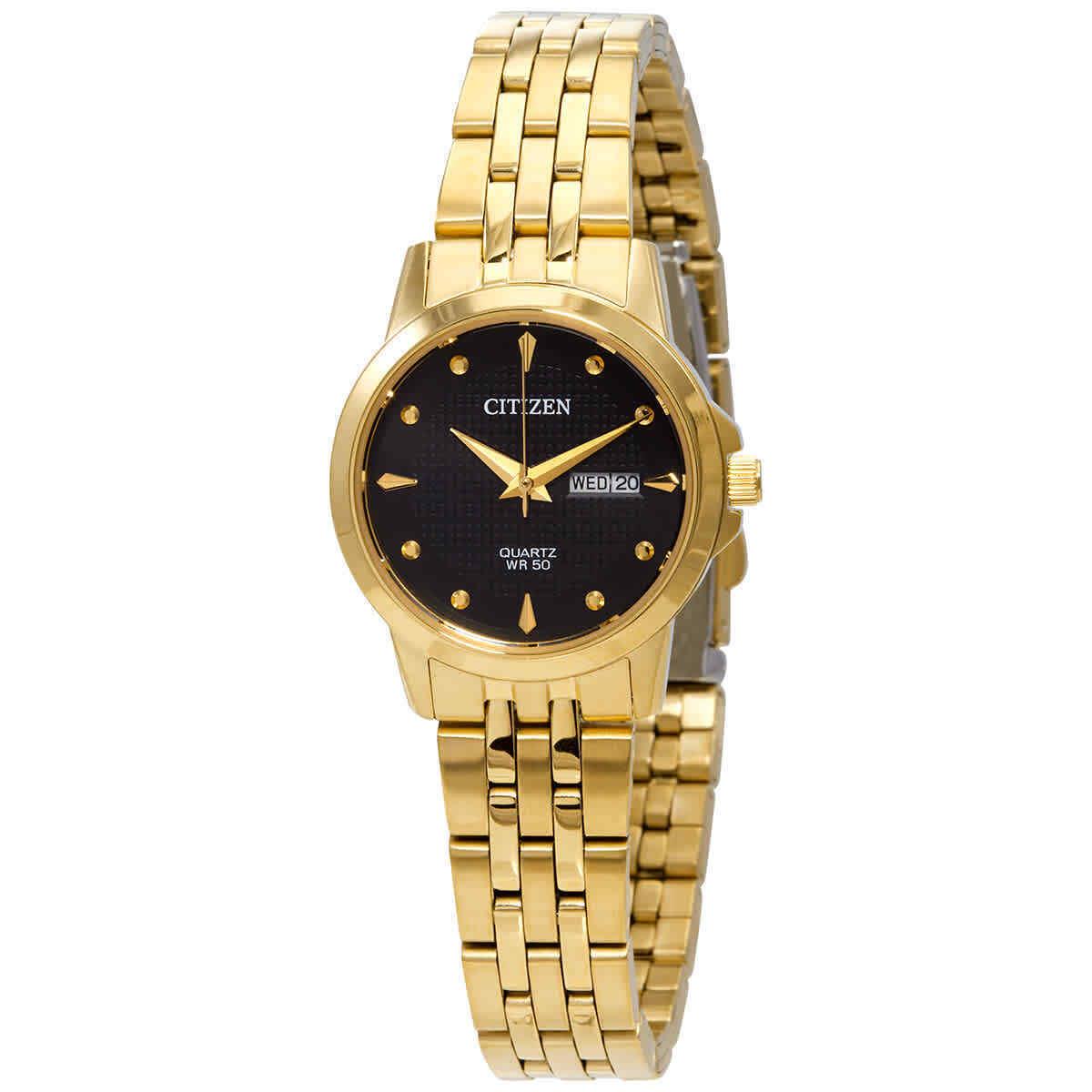 Citizen Quartz Black Dial Gold-tone Ladies Watch EQ0603-59F