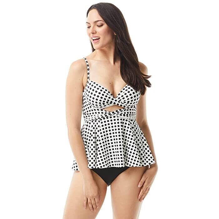 Coco Reef L144017 Ivory Riviera Dot Icon Twist Tankini Swim Top Size 36/38C