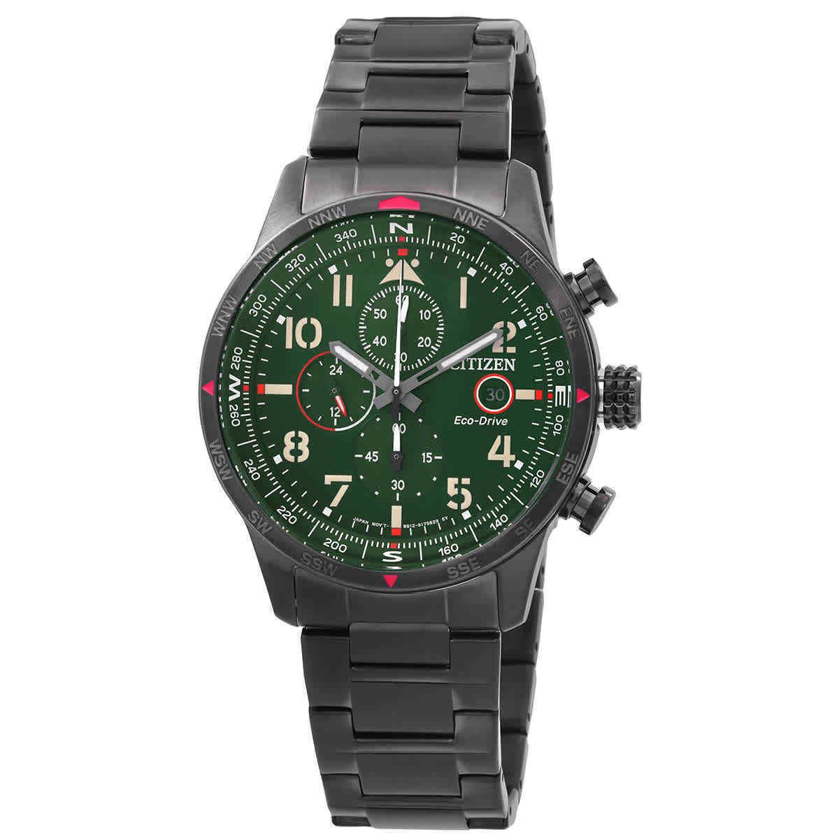 Citizen Chronograph Green Dial Men`s Watch CA0797-84X