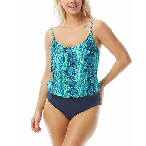 Coco Reef Women`s Swimwear Aqua Reptile One Piece Blue Size 12