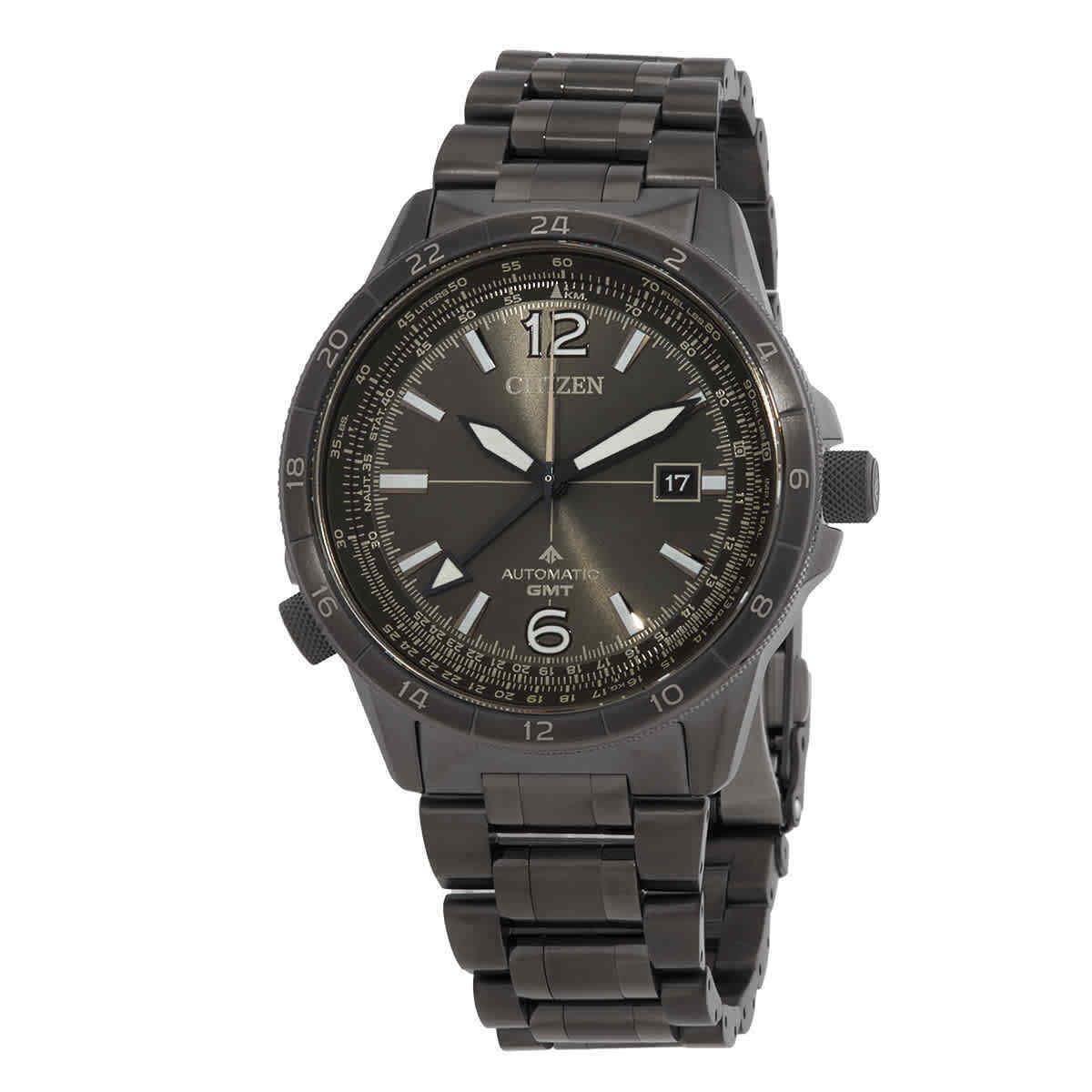 Citizen Promaster Air Gmt Automatic Gray Dial Men`s Watch NB6045-51H - Dial: Gray, Band: Gray, Bezel: Gray