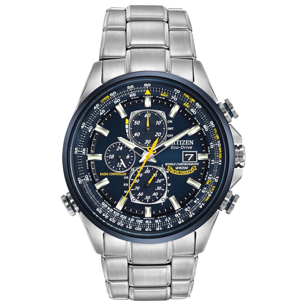 Citizen Eco Drive Blue Angels World Chronograph A-t Men`s 43 mm Watch AT8020-54L