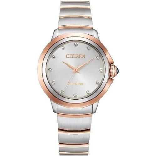 Citizen EM0956-54A Eco-drive Ceci Diamond Accent Rose Gold Silver Ladies Watch