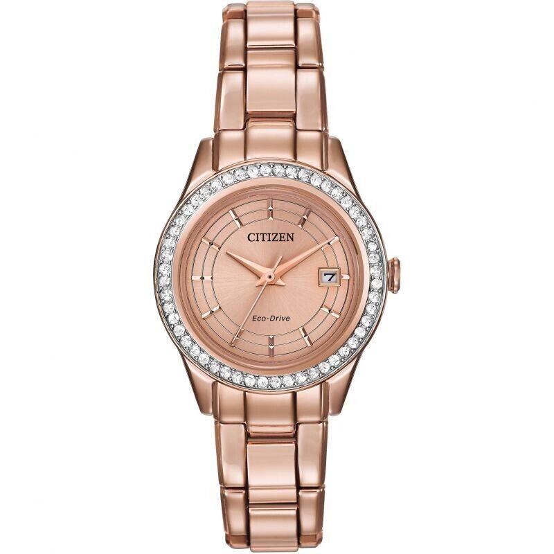 Citizen Silhouette Crystal FE1123-51Q Ladies Rose Gold-tone Watch - Dial: Rose Gold, Band: Rose Gold, Bezel: Rose Gold