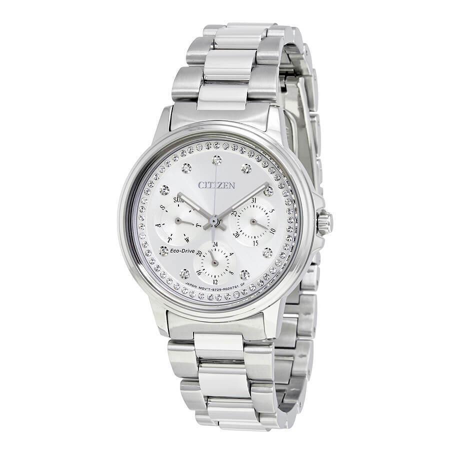 Citizen Chandler FD2040-57A Ladies 36mm Watch - Dial: Silver, Band: Silver, Bezel: Silver