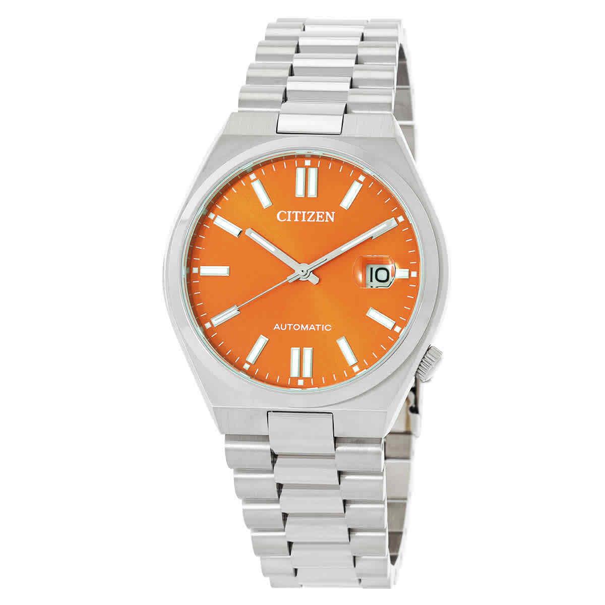 Citizen Tsuyosa Automatic Orange Dial Men`s Watch NJ0151-88Z - Dial: Orange, Band: Silver-tone, Bezel: Silver-tone