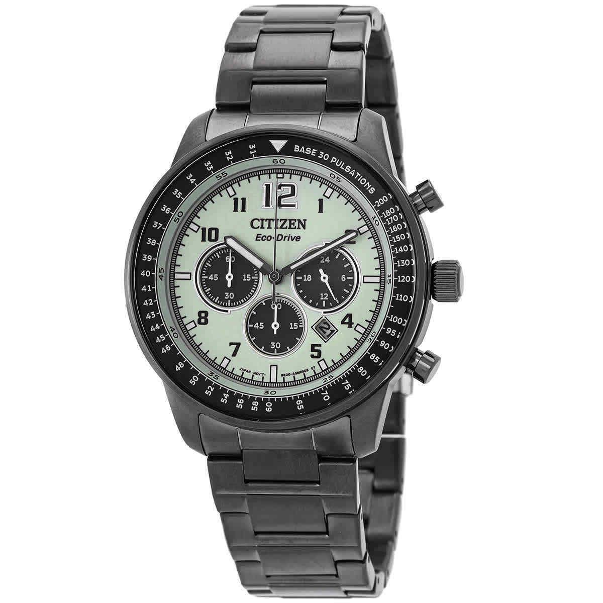 Citizen Chronograph Eco-drive Green Dial Men`s Watch CA4507-84X