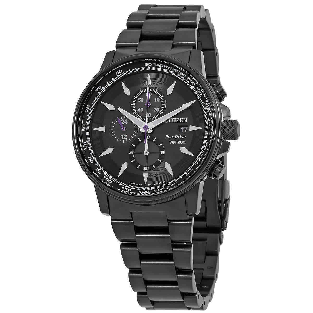 Citizen Eco-drive Marvel Black Panther Chronograph Black Dial Men`s Watch