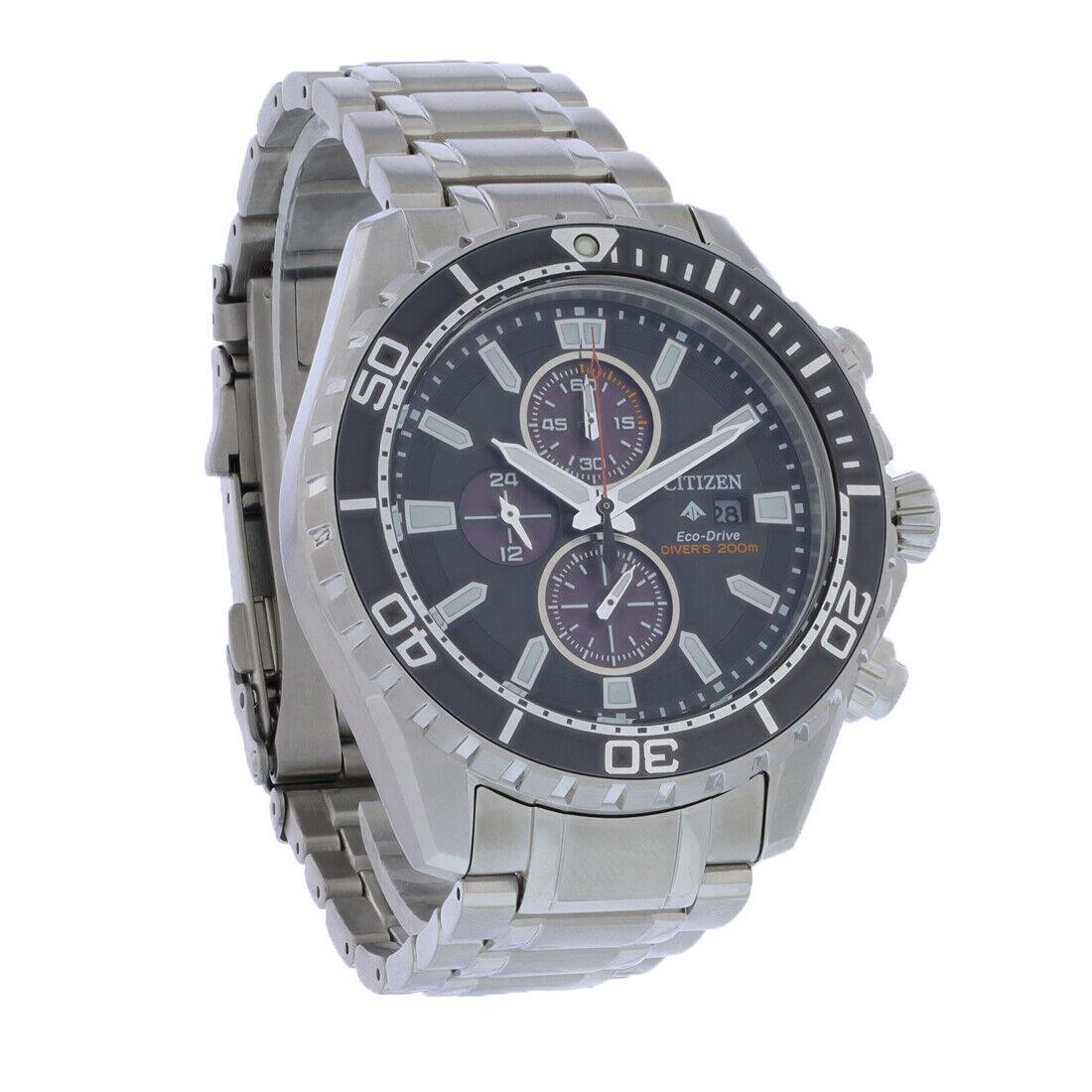 Citizen Eco Drive Promaster Diver Chronograph Mens Watch CA0711-80H - Face: Black, Dial: Black, Band: Silver