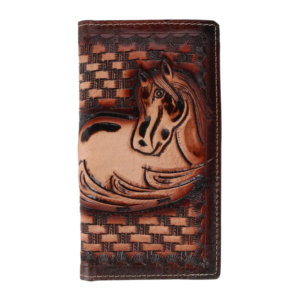 Michael Kors Ctm Western Themed Leather Embossed Horse Checkbook Cover