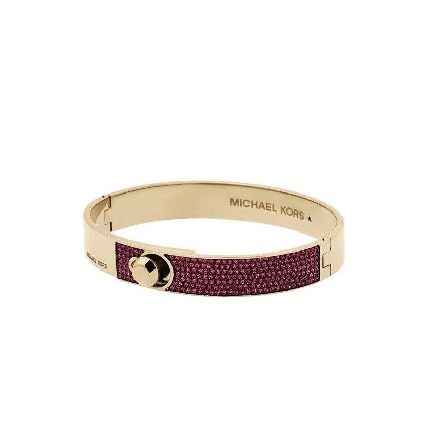 Michael Kors Goldtone Red Fuchsia Parisian Jewels Fold Over Bracelet 247