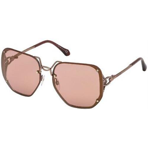 Roberto Cavalli RC1059-34S Gallicano Women`s Sunglasses Pink Mirrored Lens