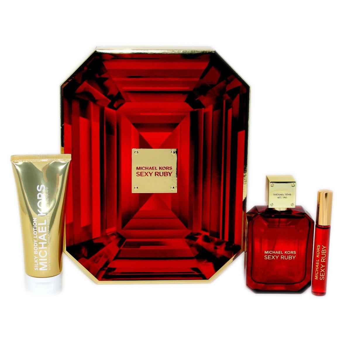 Michael Kors Sexy Ruby 3 Piece Gift Set Eau DE Parfum Spray 100ML NIB-5NP4-Y7