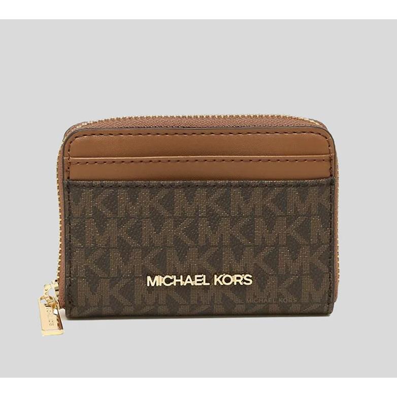 Michael Kors Jet Set Travel Med Zip Around Card Case Brown