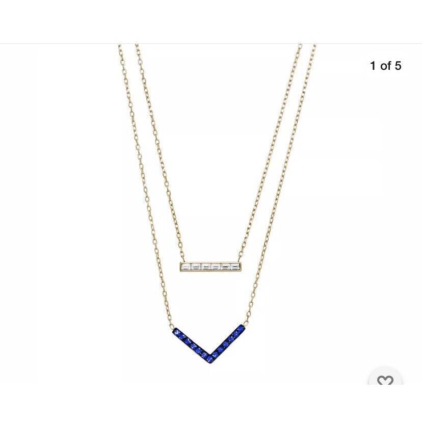 Michael Kors Goldtone Blue Parisian Jewels Crystal Bar Necklace D10