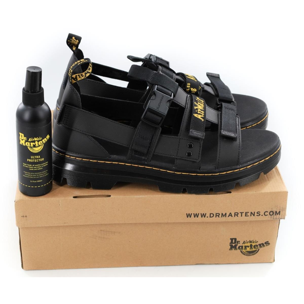 Dr. Martens Men`s Pearson Webbing Sandals Black Shoes Leather Size 12