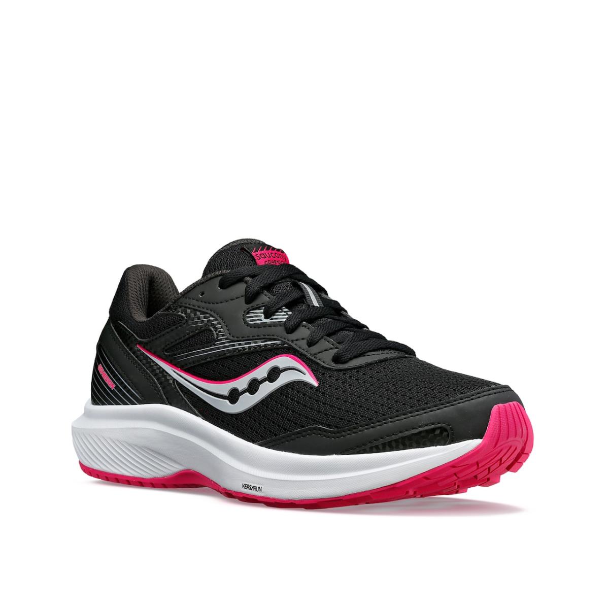 Woman`s Sneakers Saucony Cohesion 16 Running Shoe - Black/White/Hot Pink