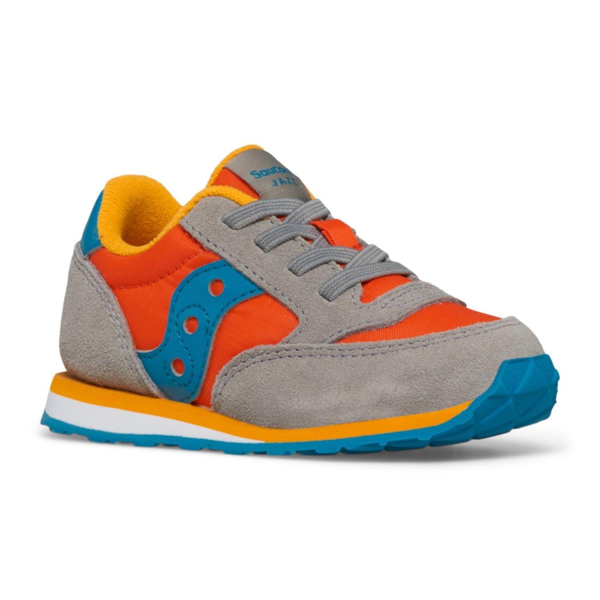 Children Unisex Saucony Kids Originals Jazz Junior Toddler/little Kid/big Kid - Grey/Orange/Blue