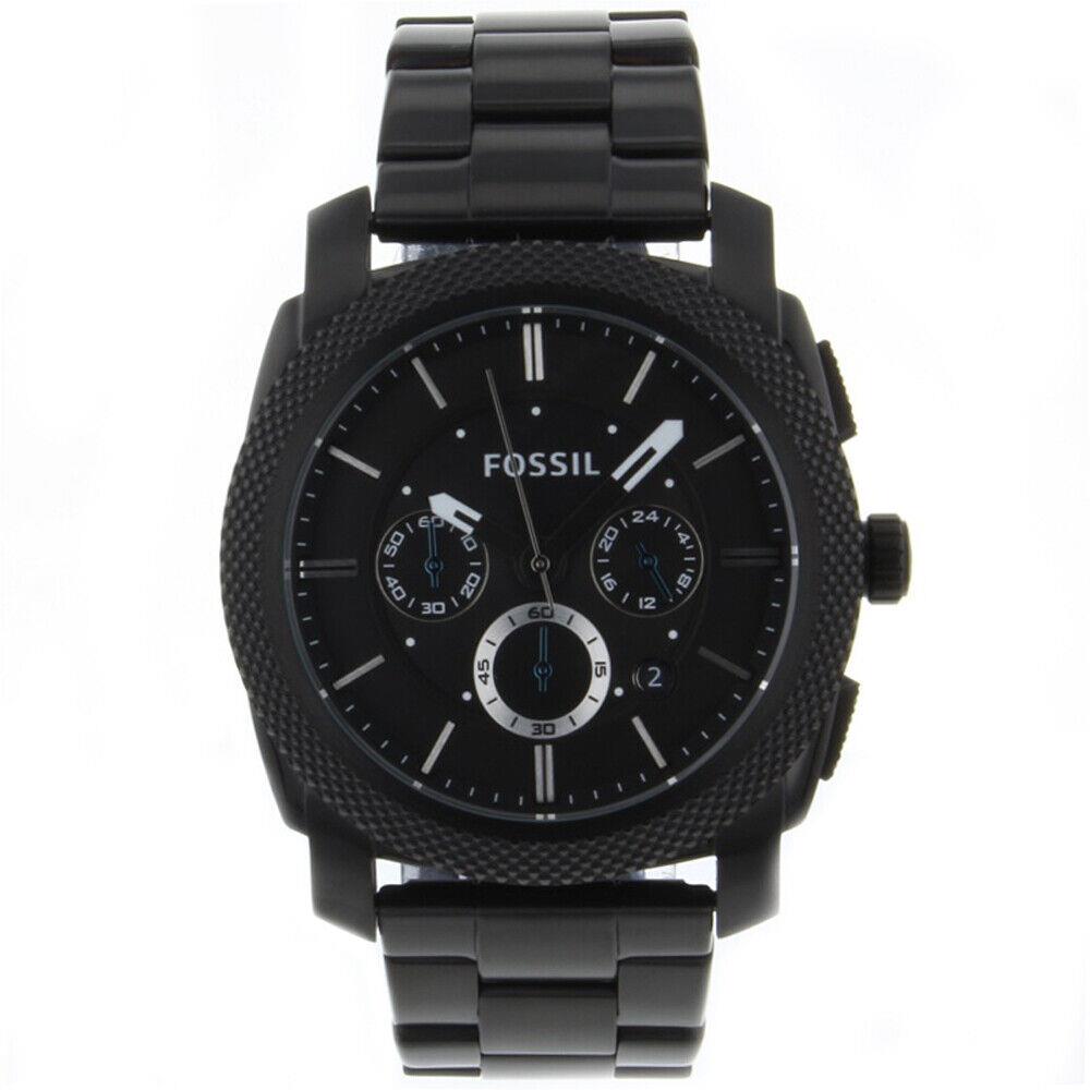 Fossil Men`s Machine Black Dial Watch - FS4552 - Dial: Black, Band: Black