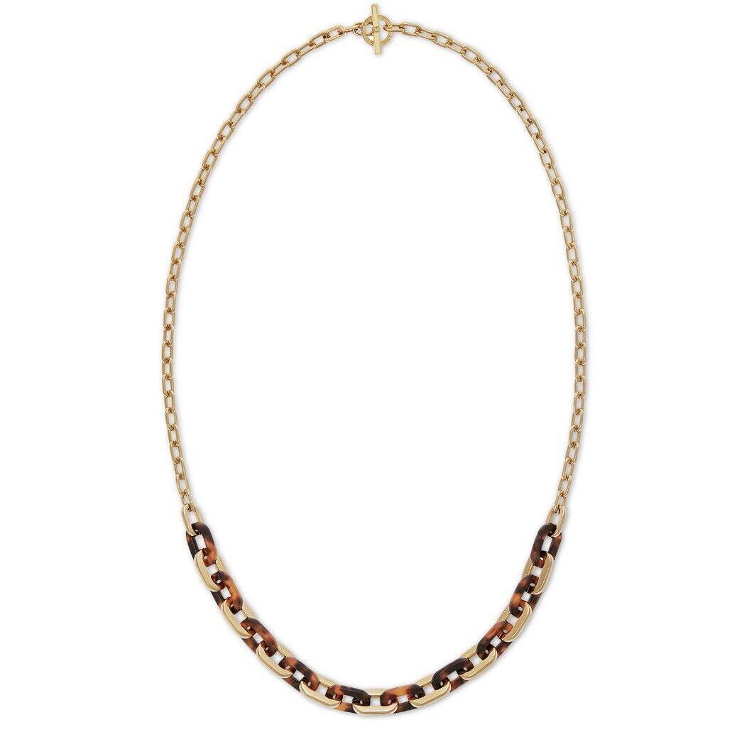 Michael Kors Color Block Gold-tone and Acetate Chain Necklace 30 D1