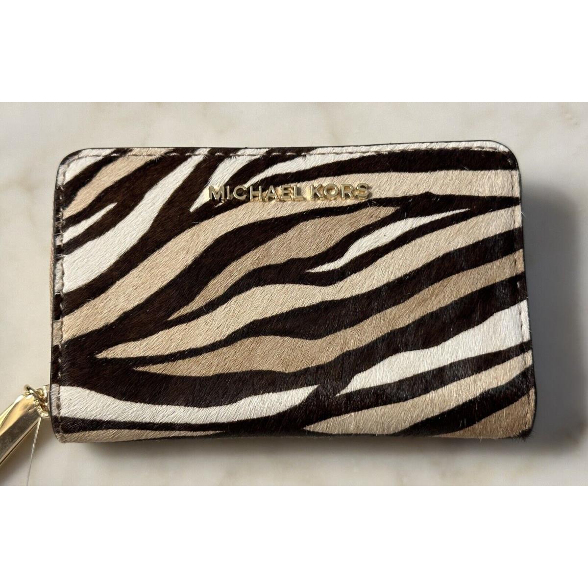 Michael Kors Jet Set Small Zebra Card Case Wallet 5 W x 3.25 H x .75 D /