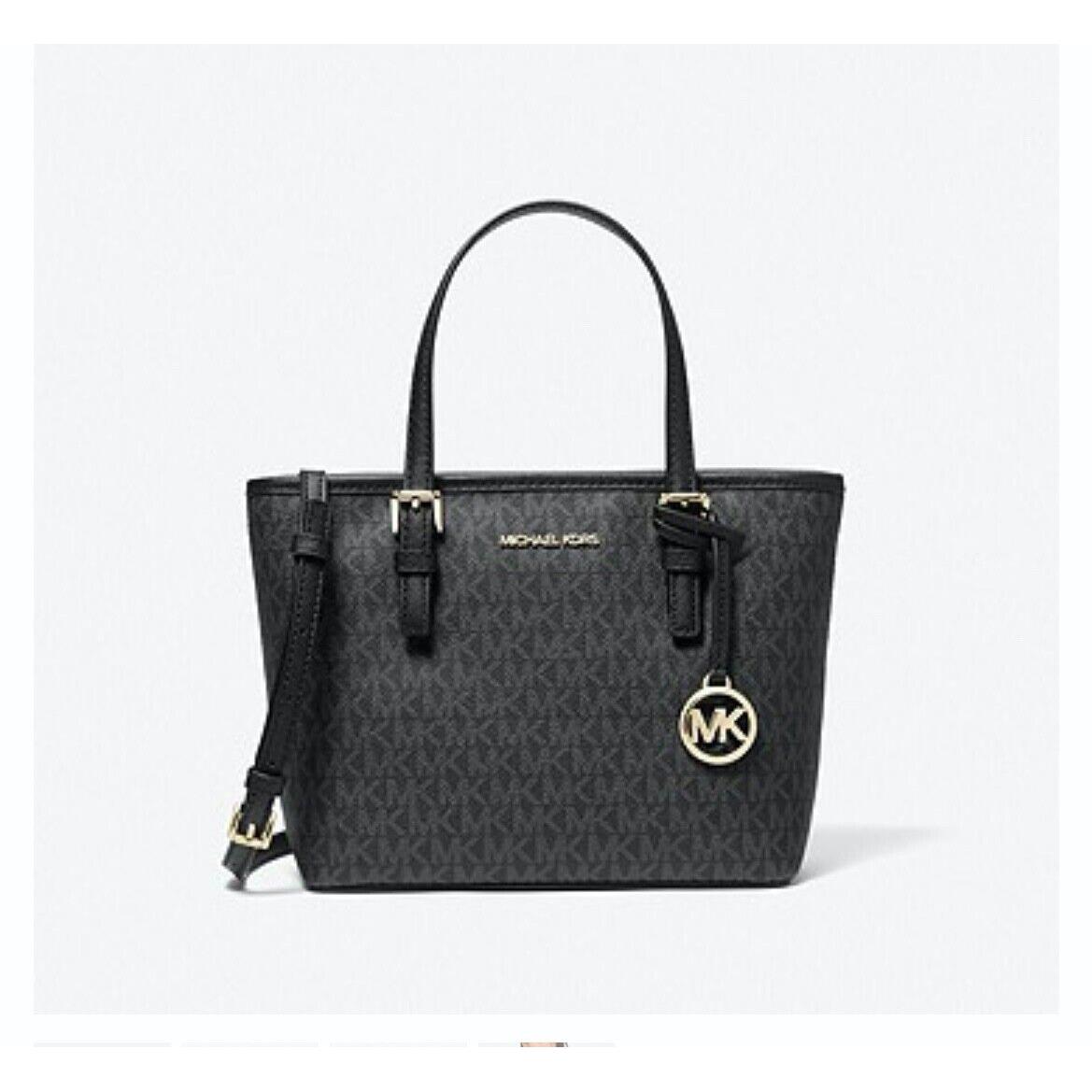 Michael Kors Most Popular Black Jet Set Travel Extra-small Logo Top-zip Tote