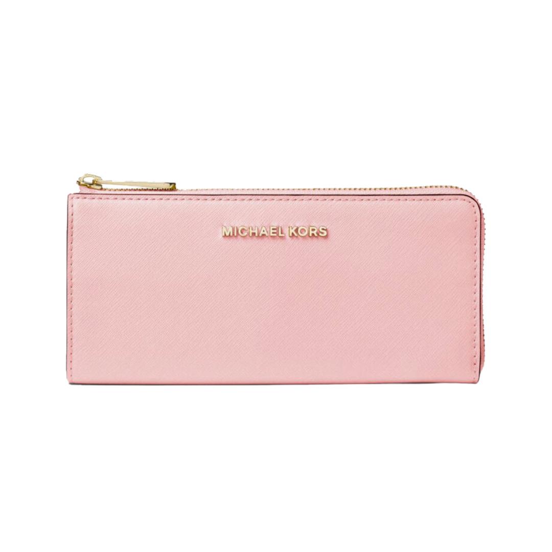 Michael Kors Large Logo Quarter-zip Leather Wallet Powder Blush