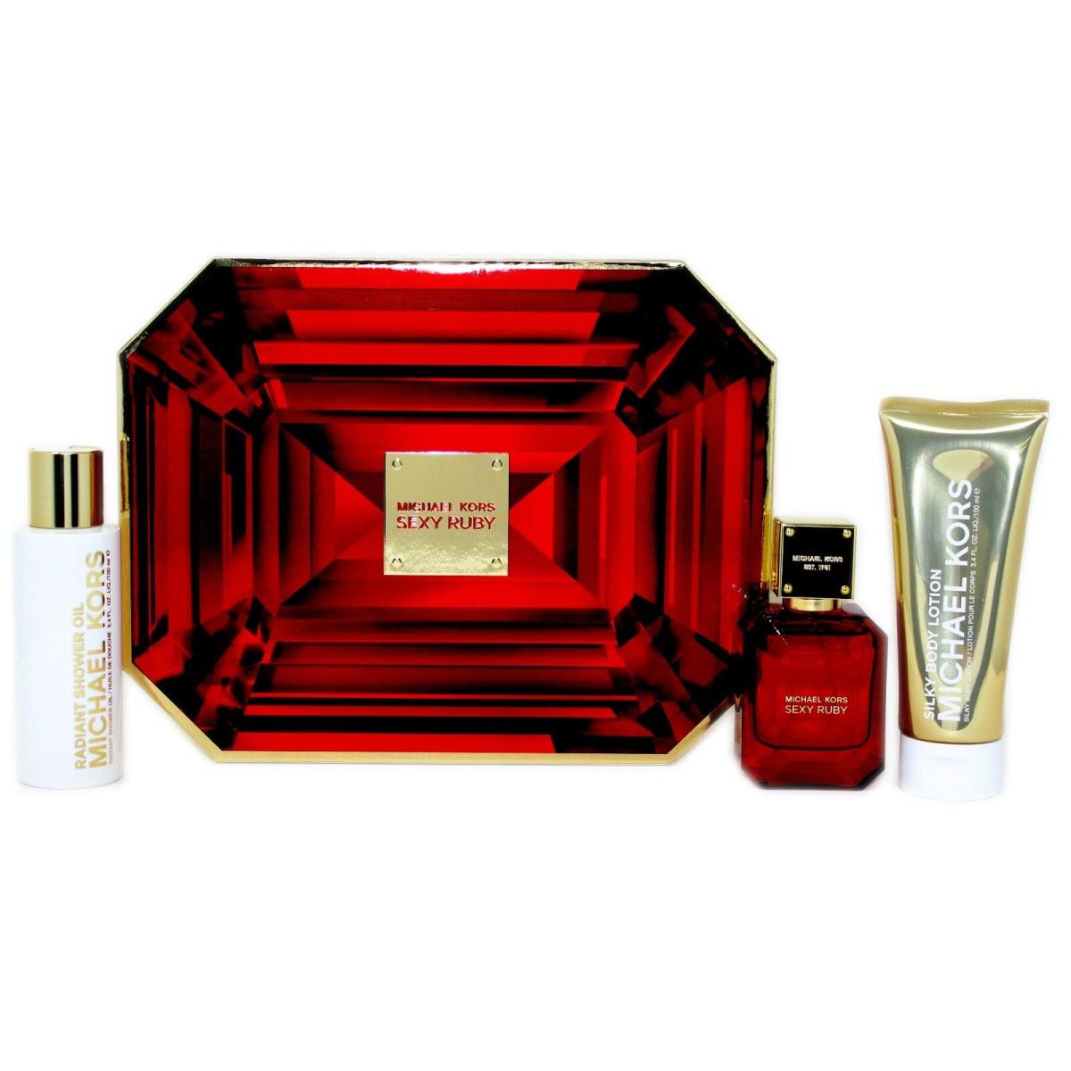 Michael Kors Sexy Ruby 3 Piece Gift Set Eau DE Parfum Spray 50ML NIB-5NP5-Y7