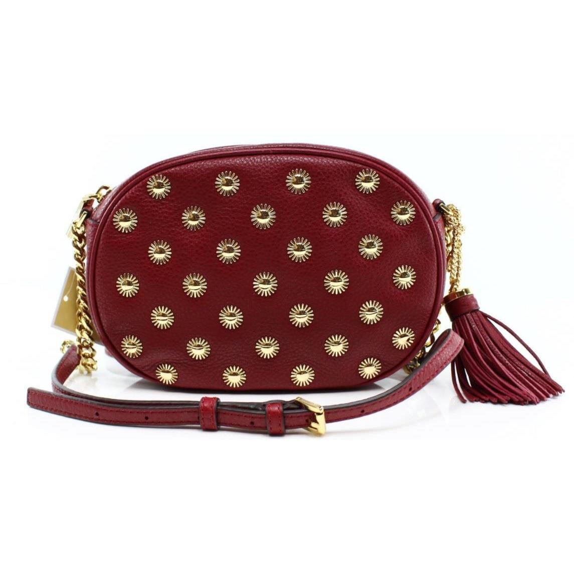 Michael Kors Ginny Studded Medium Messenger Cherry Leather