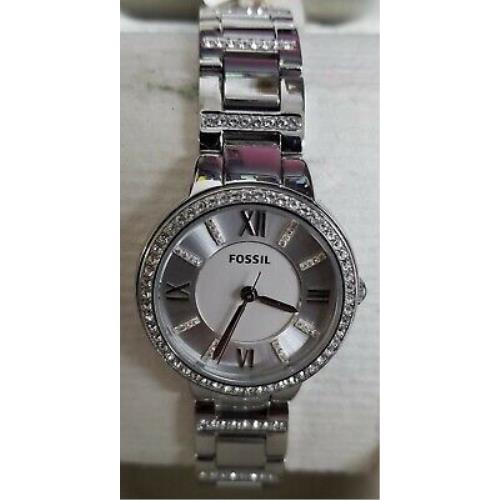 Fossil ES3282 Virginia Silver Dial Stainless Steel Women`s Watch - Silver