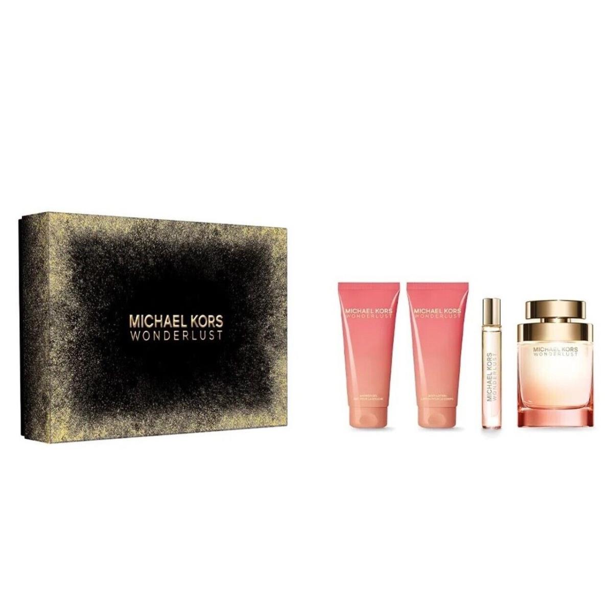 Michael Kors Wonderlust 4pc 3.4oz Edp + Mini + 3.4oz Lotion + 3.4oz Shower Gel