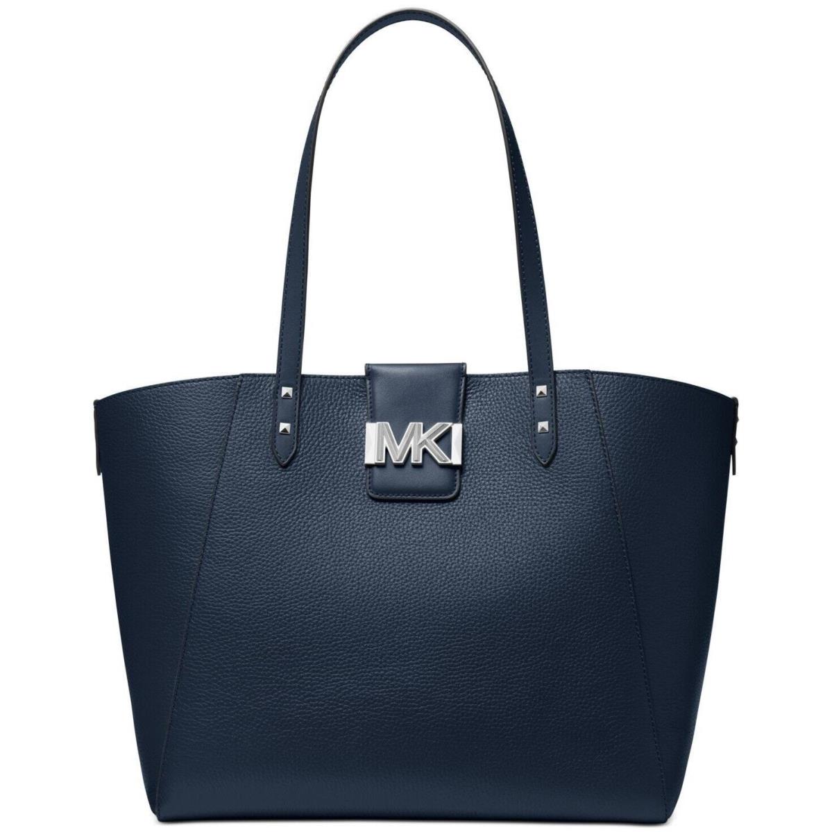 Michael Kors Karlie Large Tote Bag Navy w/ Silver Hardware