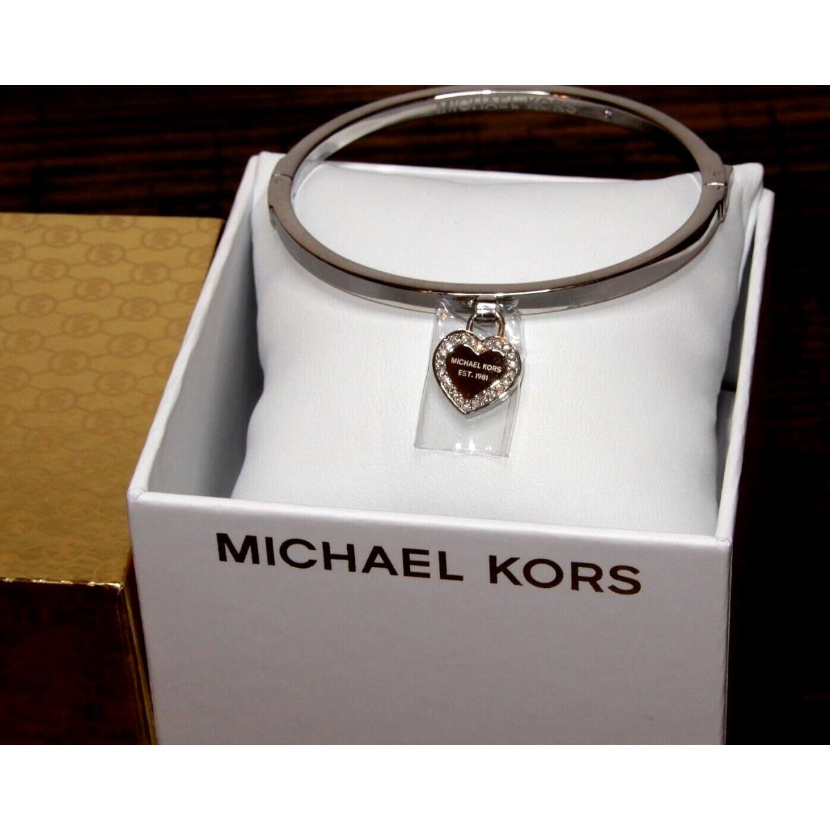 Michael Kors Logo Heart Crystal Pave Bangle Bracelet