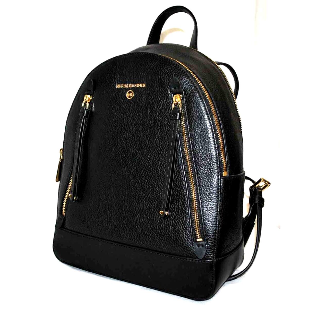 Michael Kors Brooklyn Medium Pebbled Leather Backpack-black