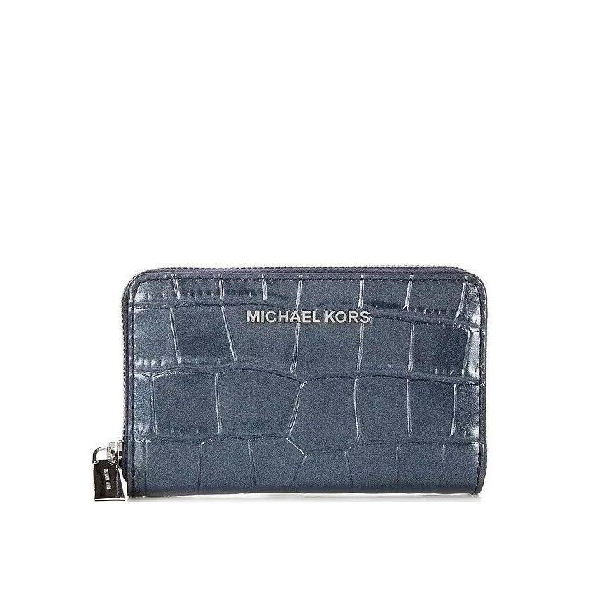 Michael Kors Women`s Jet Set Small Zip Around Card Case Glimmer Croco